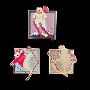 Vintage Olympic Coca Cola Bear Pins 1994 Lillehammer Olympics